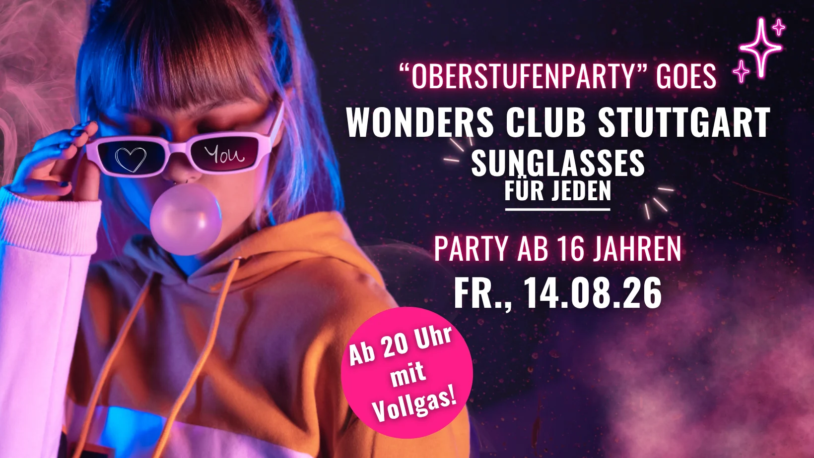 Oberstufenparty ab 16 Jahren - Sunglasses für JEDEN!